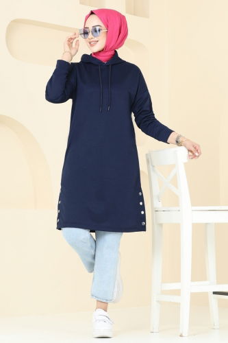 moda selvim Tunic 5047UZ662 Navy Blue - Thumbnail