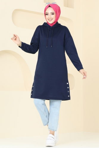 moda selvim Tunic 5047UZ662 Navy Blue - Thumbnail