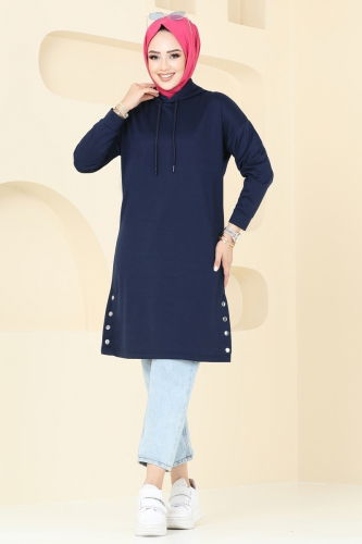 moda selvim Tunic 5047UZ662 Navy Blue - Thumbnail