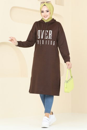 moda selvim Tunic 5053UZ662 Brown - Thumbnail