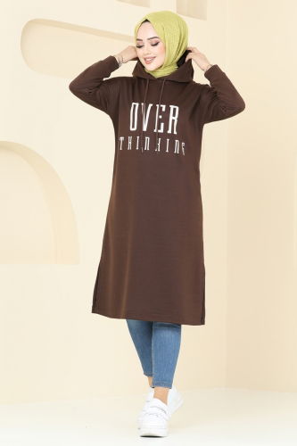 moda selvim Tunic 5053UZ662 Brown - Thumbnail