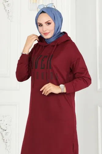 moda selvim Tunic 5053UZ662 Burgundy - Thumbnail