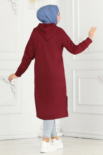 moda selvim Tunic 5053UZ662 Burgundy - Thumbnail