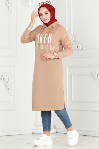 moda selvim Tunic 5053UZ662 Latte - Thumbnail