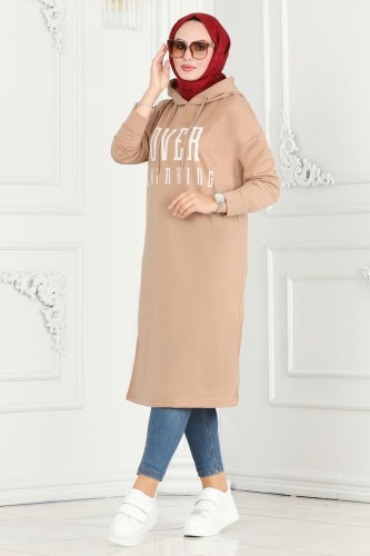 moda selvim Tunic 5053UZ662 Latte - Thumbnail