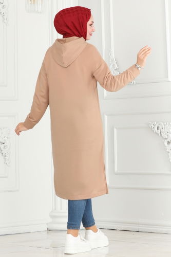 moda selvim Tunic 5053UZ662 Latte - Thumbnail