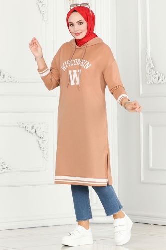 moda selvim Tunic 5065UZ662 Biscuit - Thumbnail