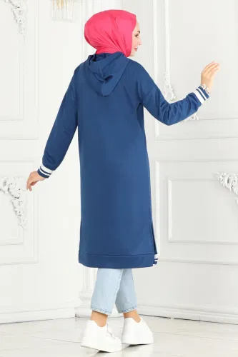 moda selvim Tunic 5065UZ662 Indigo&Ecru - Thumbnail