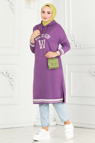 moda selvim Tunic 5065UZ662 Lila&Ekru - Thumbnail