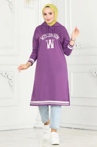 moda selvim Tunic 5065UZ662 Lila&Ekru - Thumbnail