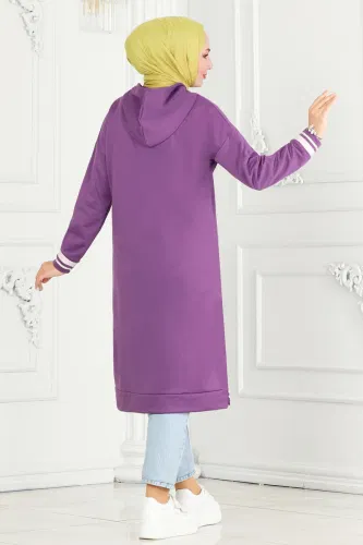 moda selvim Tunic 5065UZ662 Lila&Ekru - Thumbnail