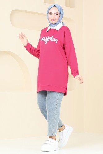 moda selvim Tunic 5069UZ662 Fuchsia - Thumbnail