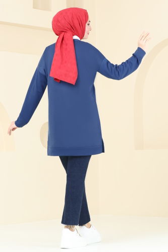 moda selvim Tunic 5069UZ662 Indigo - Thumbnail