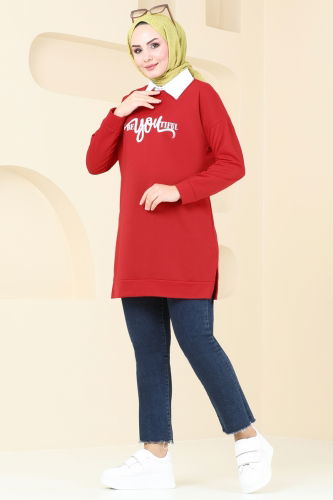 moda selvim Tunic 5069UZ662 Red - Thumbnail