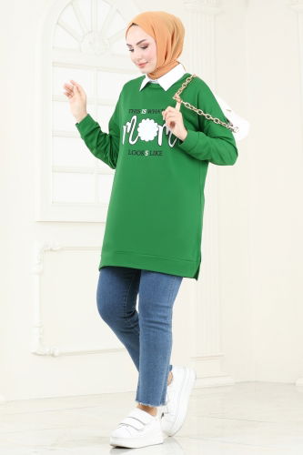 moda selvim Tunic 5074UZ662 Benetton Green - Thumbnail