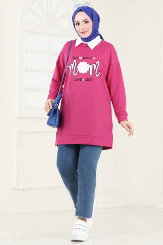 moda selvim Tunic 5074UZ662 Fuchsia - Thumbnail