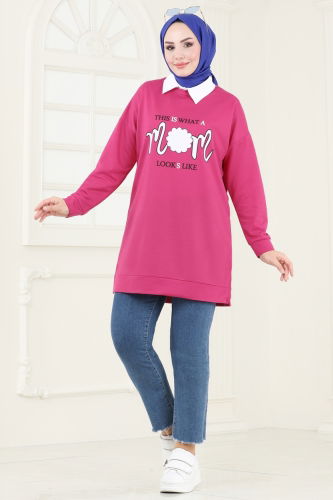 moda selvim Tunic 5074UZ662 Fuchsia - Thumbnail