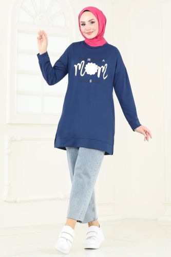 moda selvim Tunic 5074UZ662 Indigo - Thumbnail