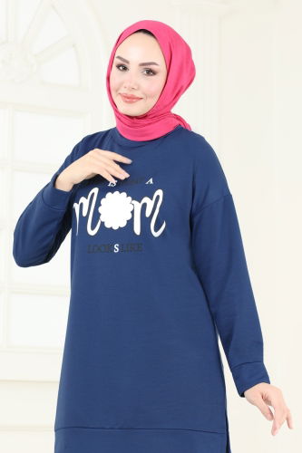 moda selvim Tunic 5074UZ662 Indigo - Thumbnail