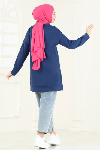 moda selvim Tunic 5074UZ662 Indigo - Thumbnail