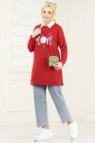 moda selvim Tunic 5074UZ662 Red - Thumbnail