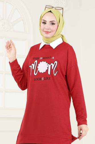 moda selvim Tunic 5074UZ662 Red - Thumbnail