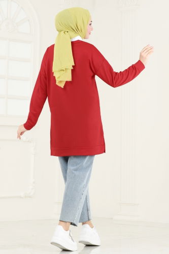 moda selvim Tunic 5074UZ662 Red - Thumbnail