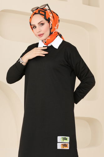 moda selvim Tunic 5080UZ662 Black - Thumbnail