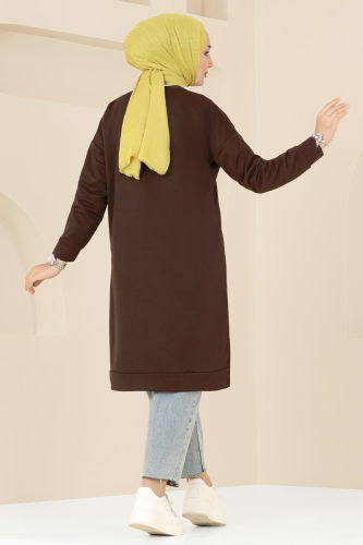 moda selvim Tunic 5080UZ662 Brown - Thumbnail