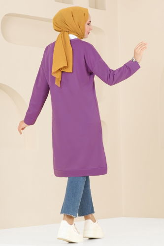 moda selvim Tunic 5080UZ662 Dark Lilac - Thumbnail