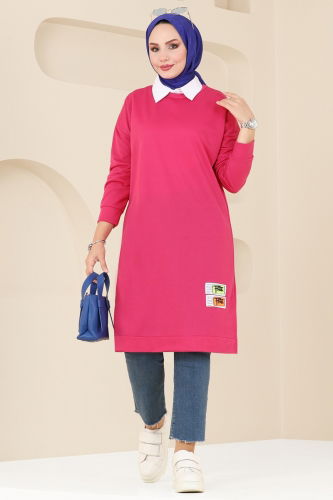 moda selvim Tunic 5080UZ662 Fuchsia - Thumbnail