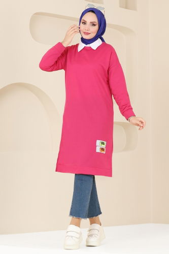 moda selvim Tunic 5080UZ662 Fuchsia - Thumbnail