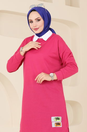 moda selvim Tunic 5080UZ662 Fuchsia - Thumbnail