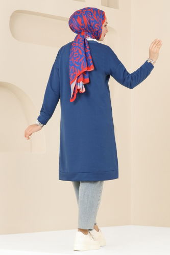 moda selvim Tunic 5080UZ662 Indigo - Thumbnail