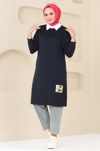 moda selvim Tunic 5080UZ662 Navy Blue - Thumbnail