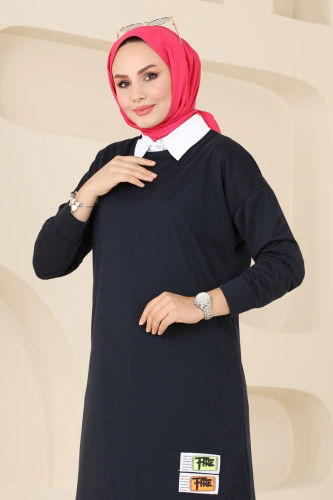 moda selvim Tunic 5080UZ662 Navy Blue - Thumbnail