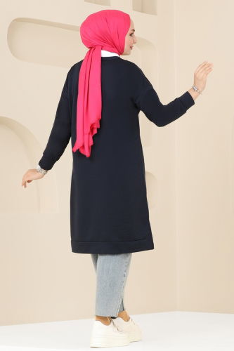 moda selvim Tunic 5080UZ662 Navy Blue - Thumbnail