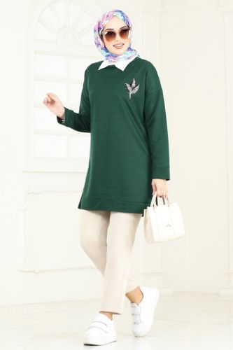 moda selvim Tunic 5091UZ662 Emerald - Thumbnail