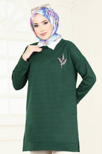 moda selvim Tunic 5091UZ662 Emerald - Thumbnail