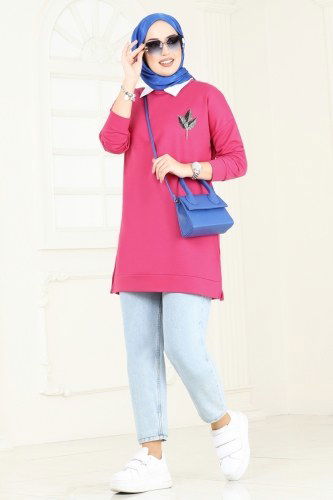 moda selvim Tunic 5091UZ662 Fuchsia - Thumbnail