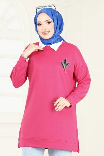 moda selvim Tunic 5091UZ662 Fuchsia - Thumbnail