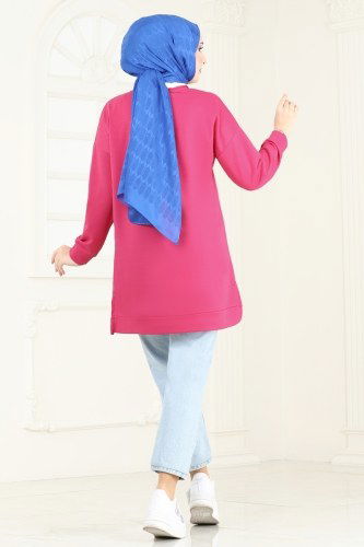 moda selvim Tunic 5091UZ662 Fuchsia - Thumbnail