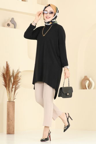 moda selvim Tunic 5094UZ662 Black - Thumbnail