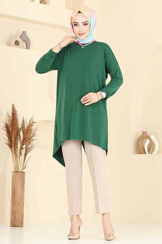 moda selvim Tunic 5094UZ662 Emerald - Thumbnail