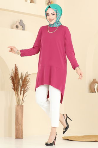 moda selvim Tunic 5094UZ662 Fuchsia - Thumbnail