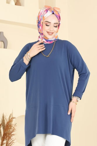 moda selvim Tunic 5094UZ662 Indigo - Thumbnail