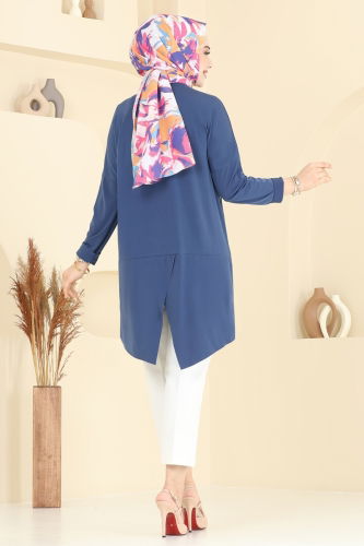 moda selvim Tunic 5094UZ662 Indigo - Thumbnail