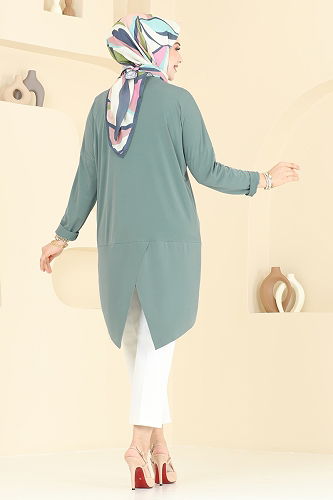 moda selvim بلوز أخضر باهت 5094UZ662 - Thumbnail