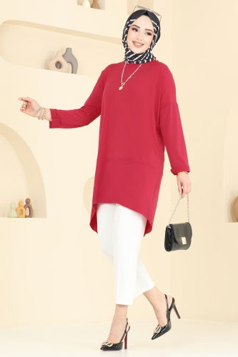 moda selvim Tunic 5094UZ662 Red - Thumbnail