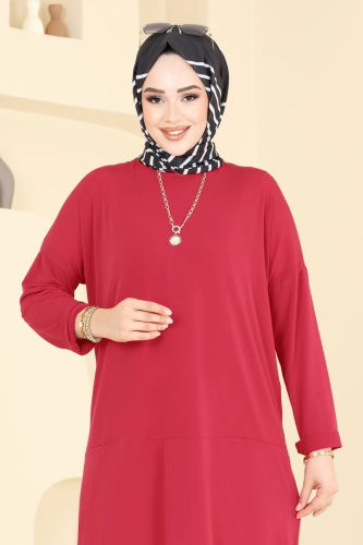 moda selvim Tunic 5094UZ662 Red - Thumbnail